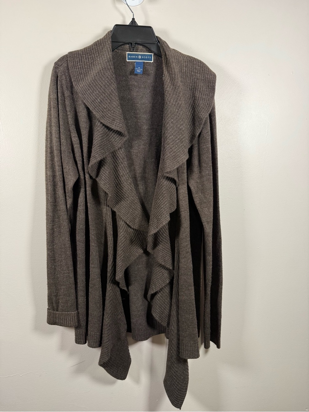 Scott Brown Ruffle-Front Open Cardigan